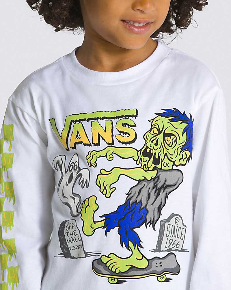 Vans Little Kids Haunted House Of Glow Long Sleeve Kids' T Shirts White | FN1-5570