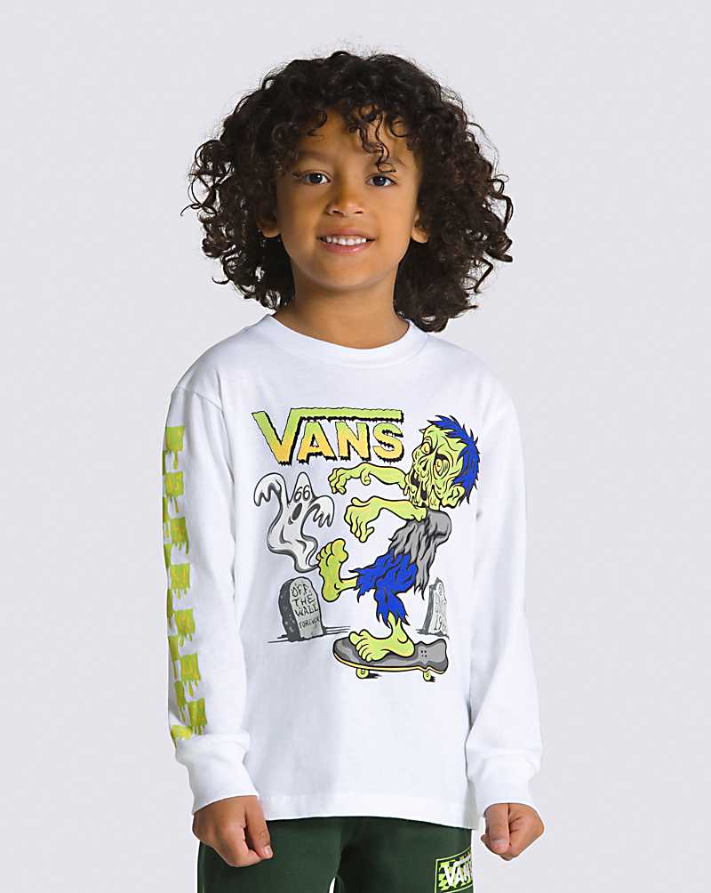 Vans Little Kids Haunted House Of Glow Long Sleeve Kids\' T Shirts White | FN1-5570