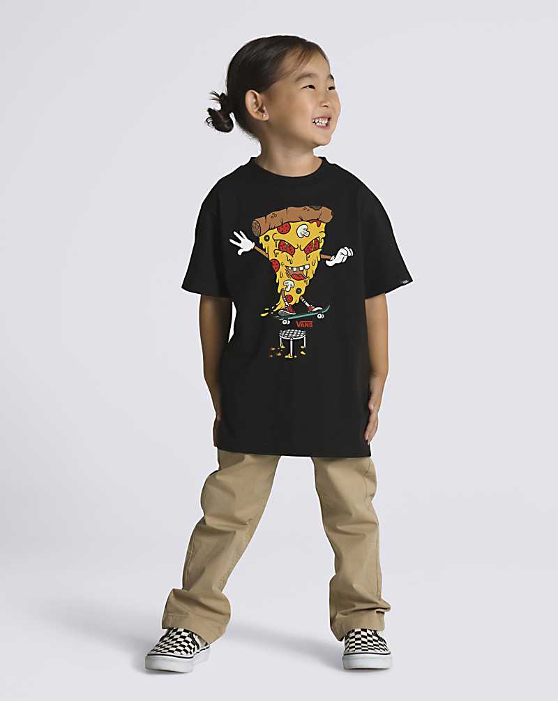 Vans Little Kids Pizza Thrasher Kids' T Shirts Black | NH1-8330