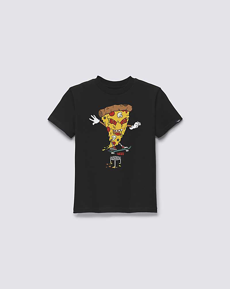 Vans Little Kids Pizza Thrasher Kids' T Shirts Black | NH1-8330