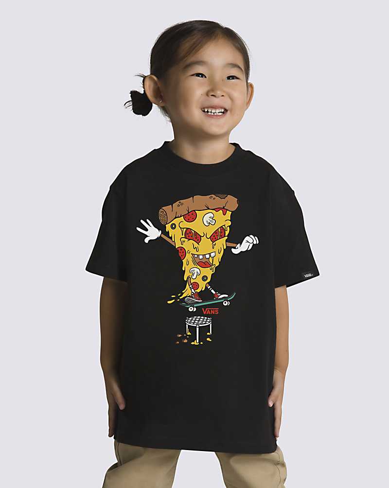 Vans Little Kids Pizza Thrasher Kids\' T Shirts Black | NH1-8330