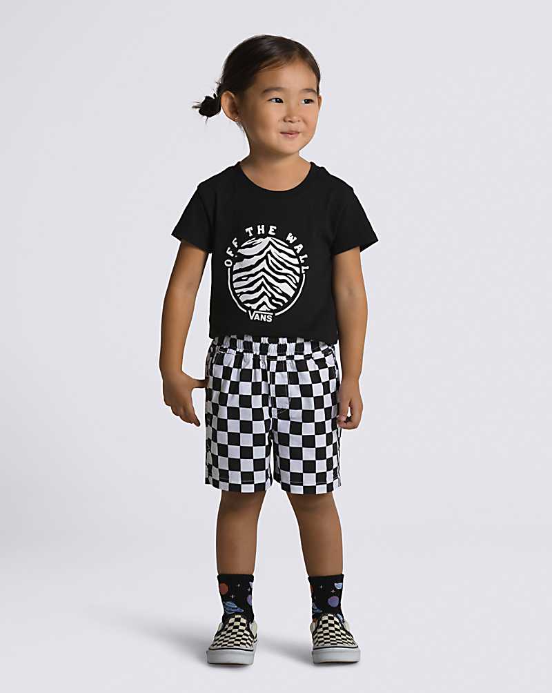 Vans Little Kids Range Elastic Waist Kids\' Shorts Black / White | YV1-3274