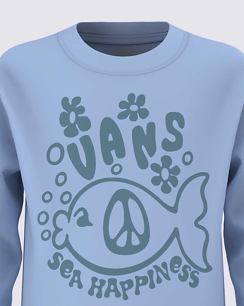 Vans Little Kids Sea Happy Long Sleeve Kids' T Shirts Blue | TV1-7366