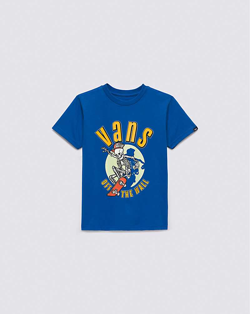 Vans Little Kids Spotlight Skeleton Kids' T Shirts Blue | XN1-9692