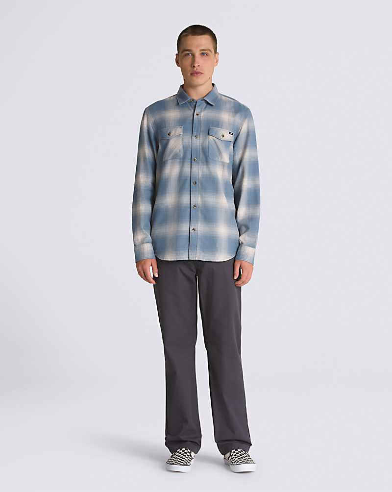 Vans Monterey Buttondown Long Sleeve Flannel Men Shirts Blue / Beige | PM1-2967