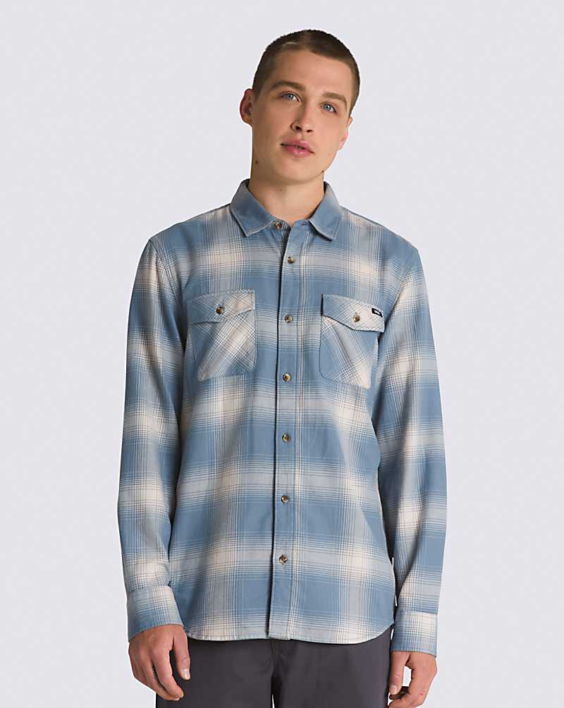 Vans Monterey Buttondown Long Sleeve Flannel Men Shirts Blue / Beige | PM1-2967