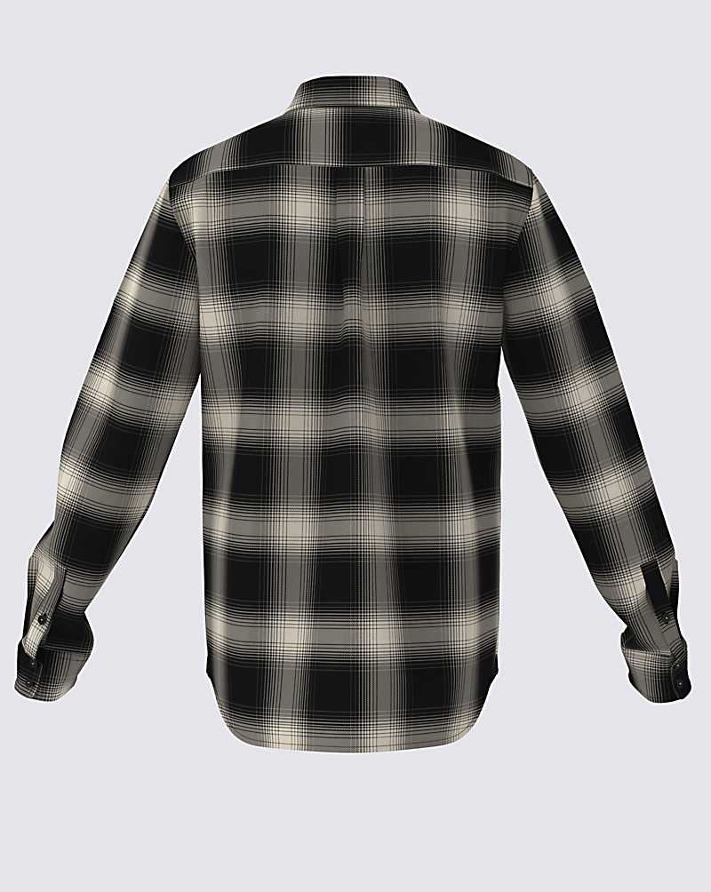 Vans Monterey Flannel Long Sleeve Buttondown Men Shirts Black / Beige | OV1-6436