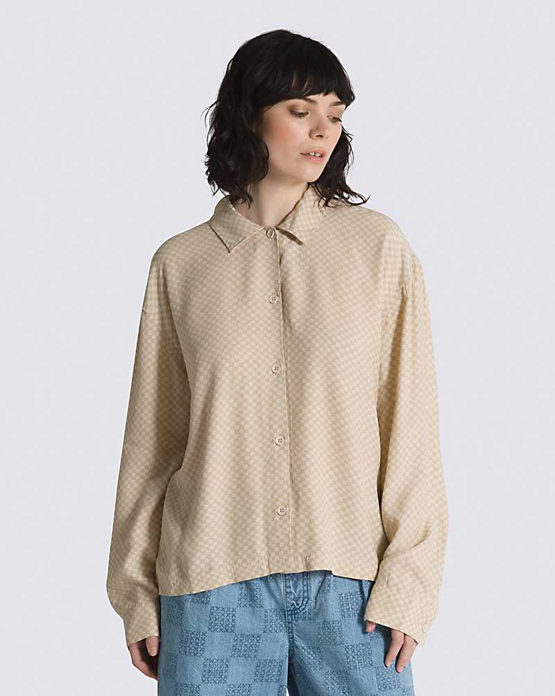 Vans Morgan Long Sleeve Relaxed Women Tops Beige | HA1-2305