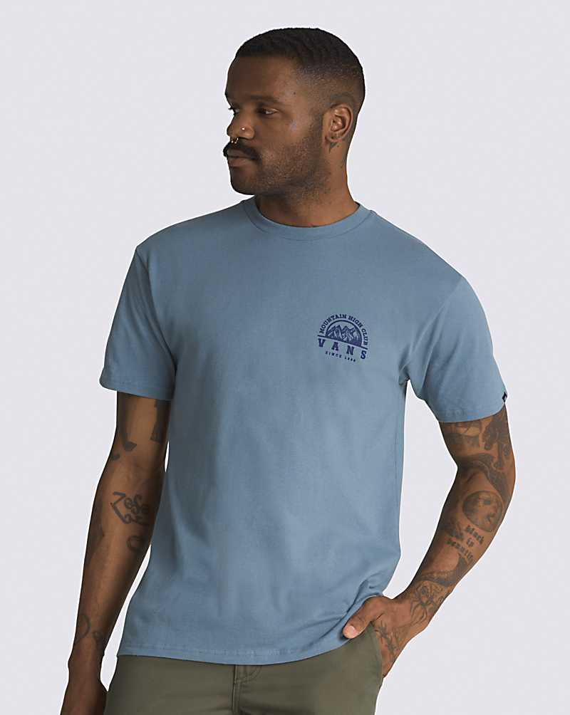 Vans Mountain High Club Men T Shirts Blue | MD1-7894