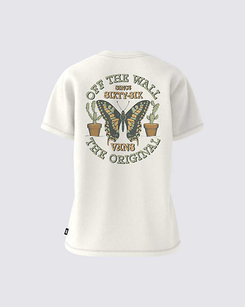 Vans Natural Fly Boyfriend Women T Shirts White | EP1-4330