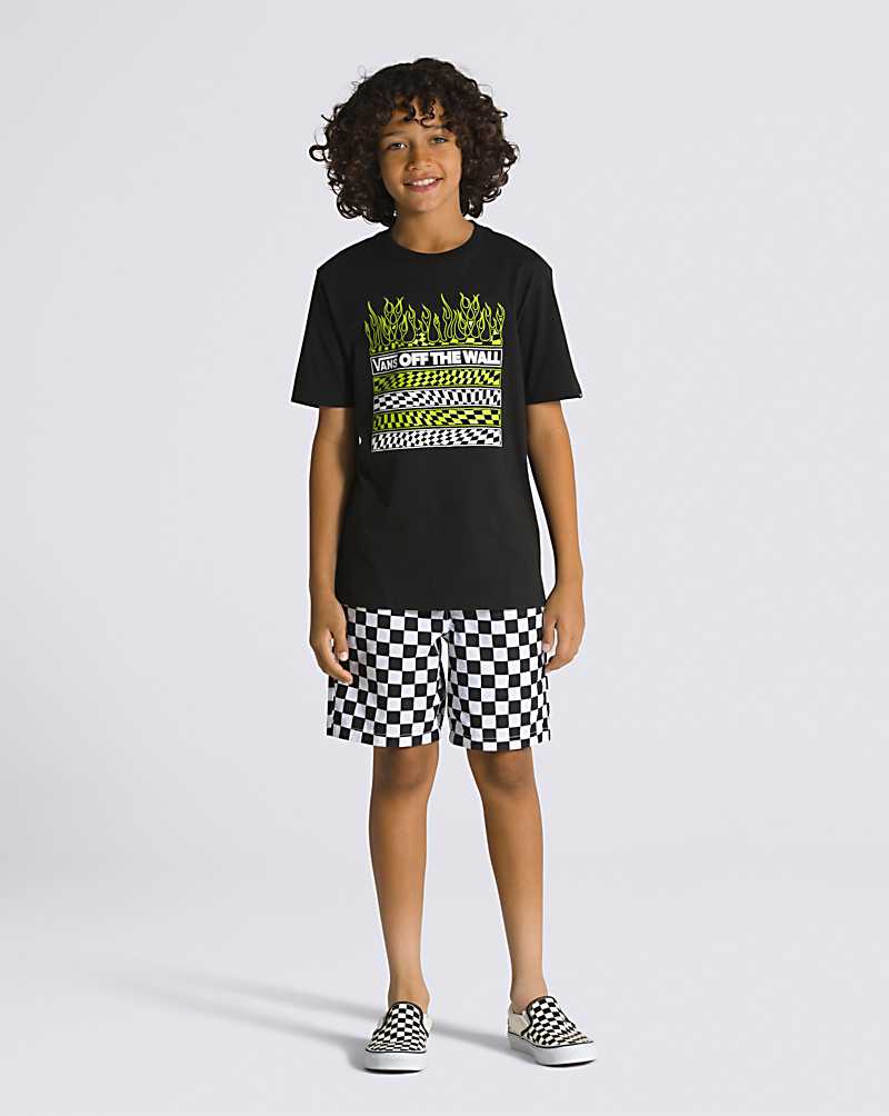 Vans Neon Flames Kids' T Shirts Black | WQ1-1894