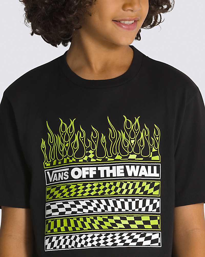 Vans Neon Flames Kids' T Shirts Black | WQ1-1894