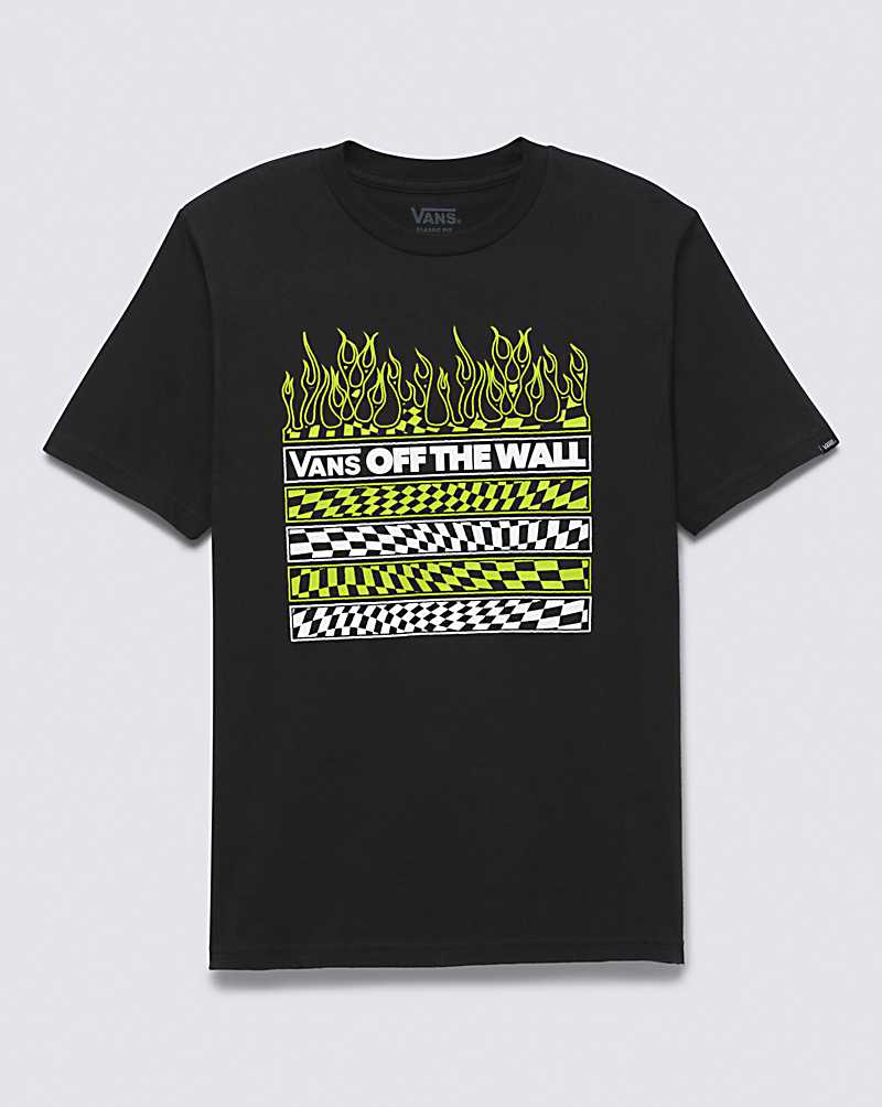 Vans Neon Flames Kids' T Shirts Black | WQ1-1894