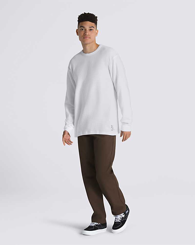 Vans Nick Michel Long Sleeve Thermal Men T Shirts White | FJ1-7484