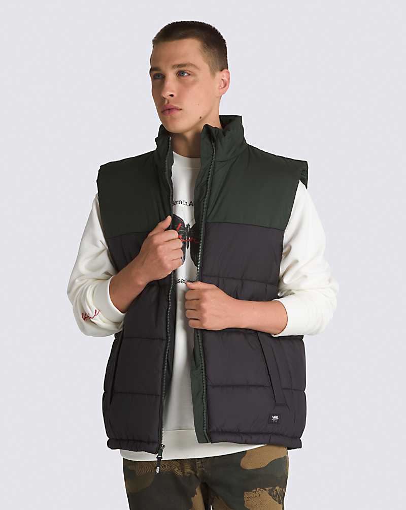 Vans Norris MTE-1 Puffer Men Vest Black / Deep Green | NR1-0168