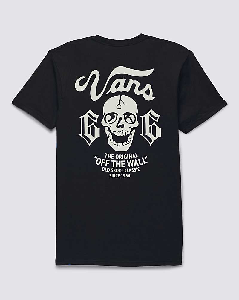 Vans Old School Skull Men T Shirts Black | DT1-1526