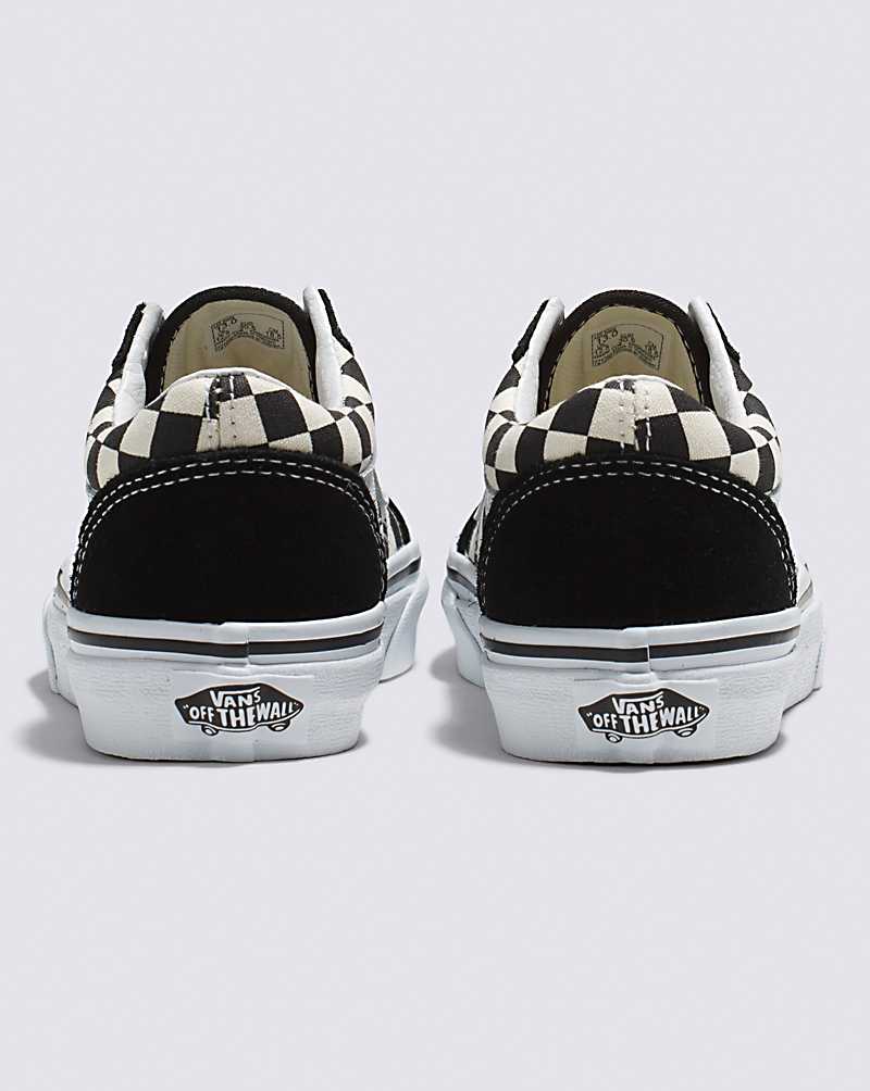 Vans Old Skool Primary Check Shoes Kids' Sneakers Black / White | GJ1-4870