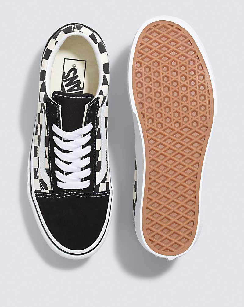 Vans Old Skool Stackform Checkerboard Shoe Women Platform Shoes Black / White | MD1-5972