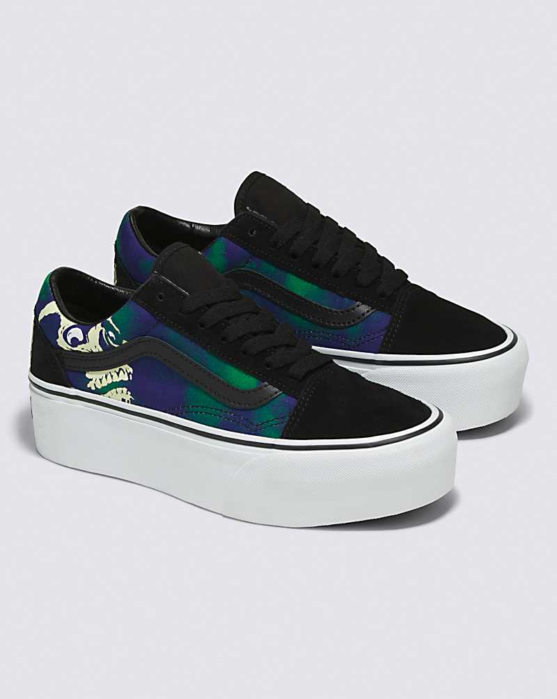 Vans Old Skool Stackform Glow Shoe Women Platform Shoes Black | XI1-5858