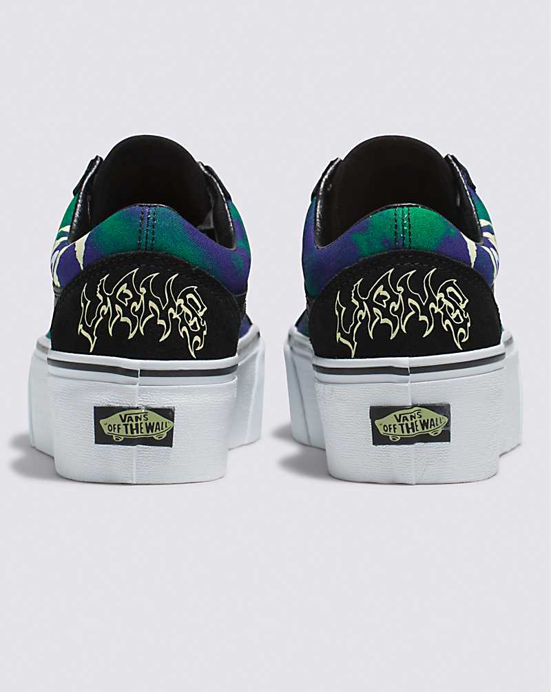 Vans Old Skool Stackform Glow Shoe Women Platform Shoes Black | XI1-5858