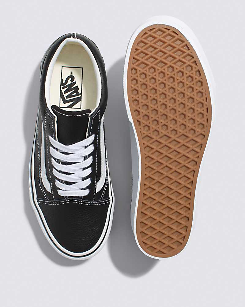 Vans Old Skool Stackform Leather Shoe Women Platform Shoes Black / White | AZ1-5007