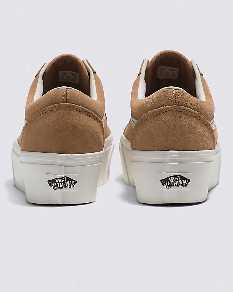 Vans Old Skool Stackform Soft Suede Shoe Women Platform Shoes Brown / White | VV1-6180