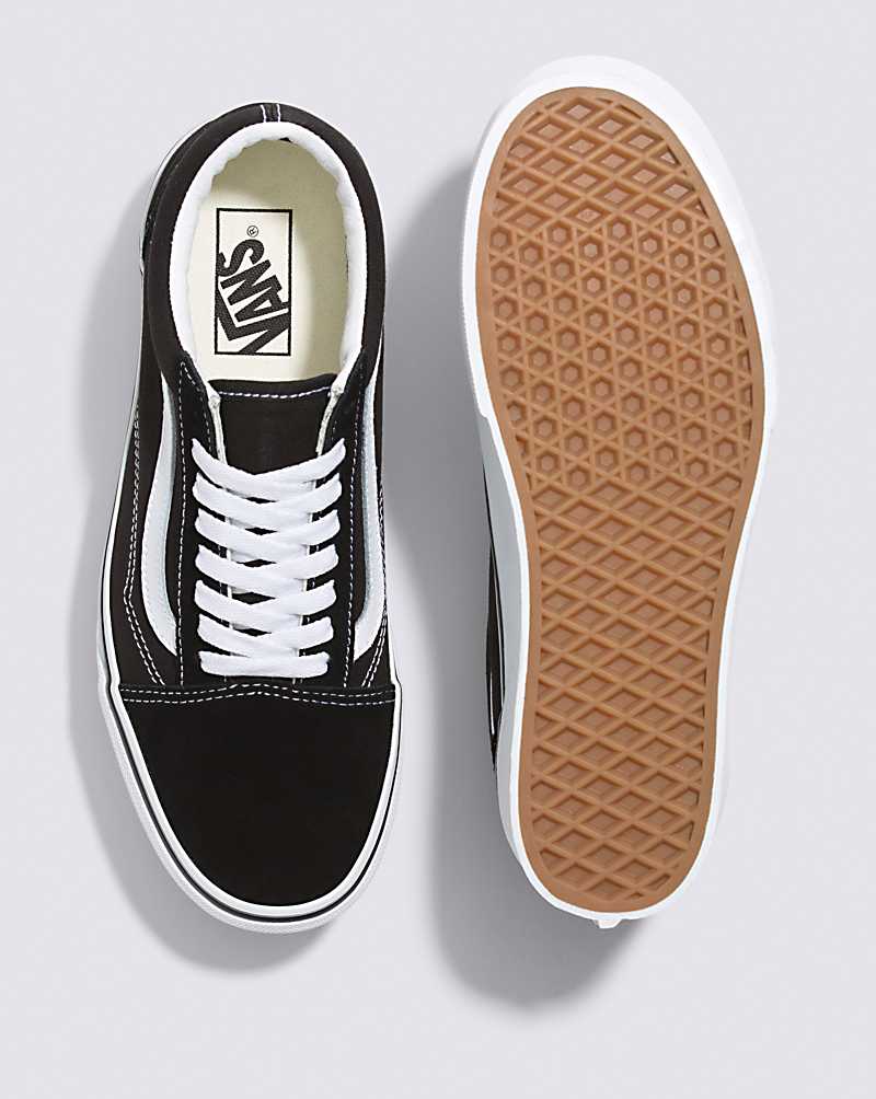 Vans Old Skool Stackform Suede/Canvas Shoe Women Platform Shoes Black / White | KQ1-7524