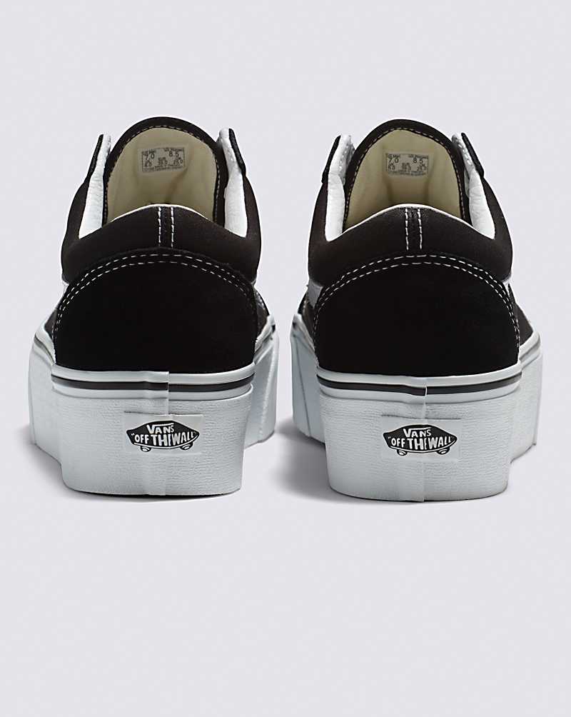 Vans Old Skool Stackform Suede/Canvas Shoe Women Platform Shoes Black / White | KQ1-7524