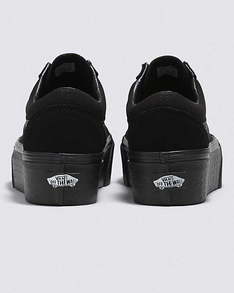 Vans Old Skool Stackform Suede/Canvas Shoe Women Platform Shoes Black / Black | FO1-1407