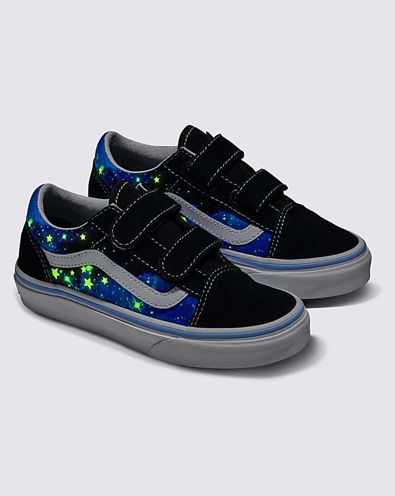 Vans Old Skool V Glow Shoe Kids' Sneakers Black / Blue | SJ1-7762