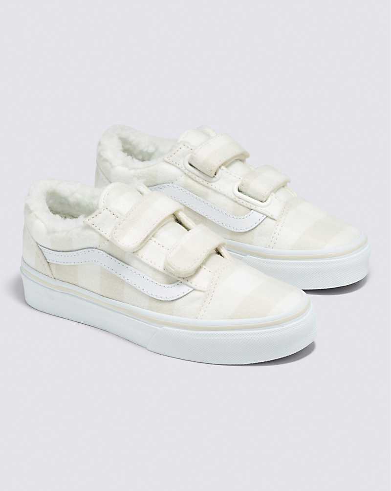 Vans Old Skool V Sherpa Shoe Kids' Sneakers White / White | ZR1-1389