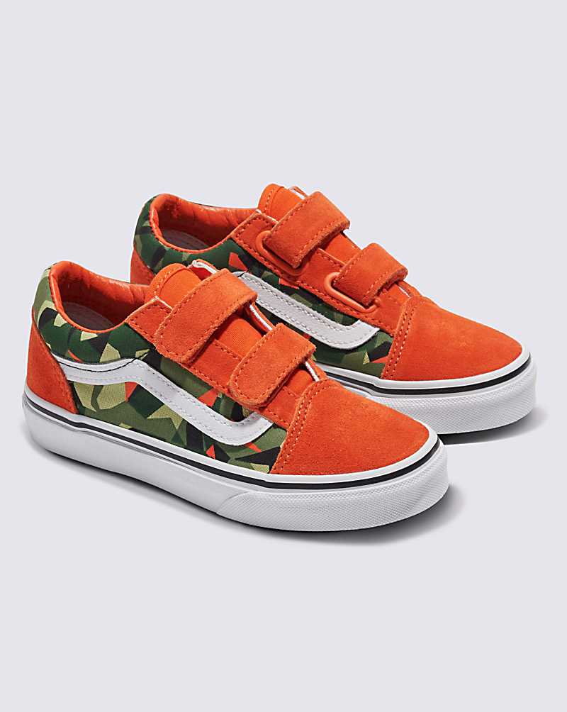 Vans Old Skool V Shoe Kids' Sneakers Camo Orange / Multicolor | VD1-5807