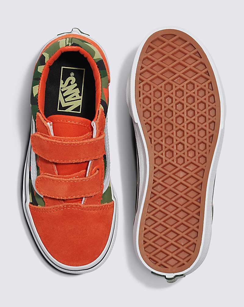 Vans Old Skool V Shoe Kids' Sneakers Camo Orange / Multicolor | VD1-5807