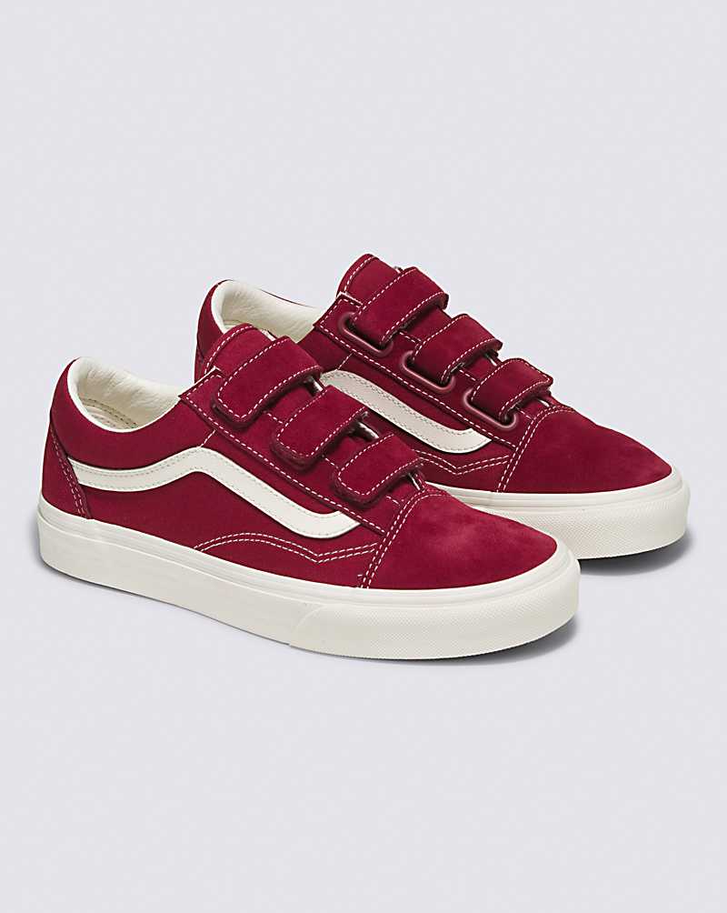 Vans Old Skool V Suede Canvas Shoe Women Sneakers Red / White | DY1-3129