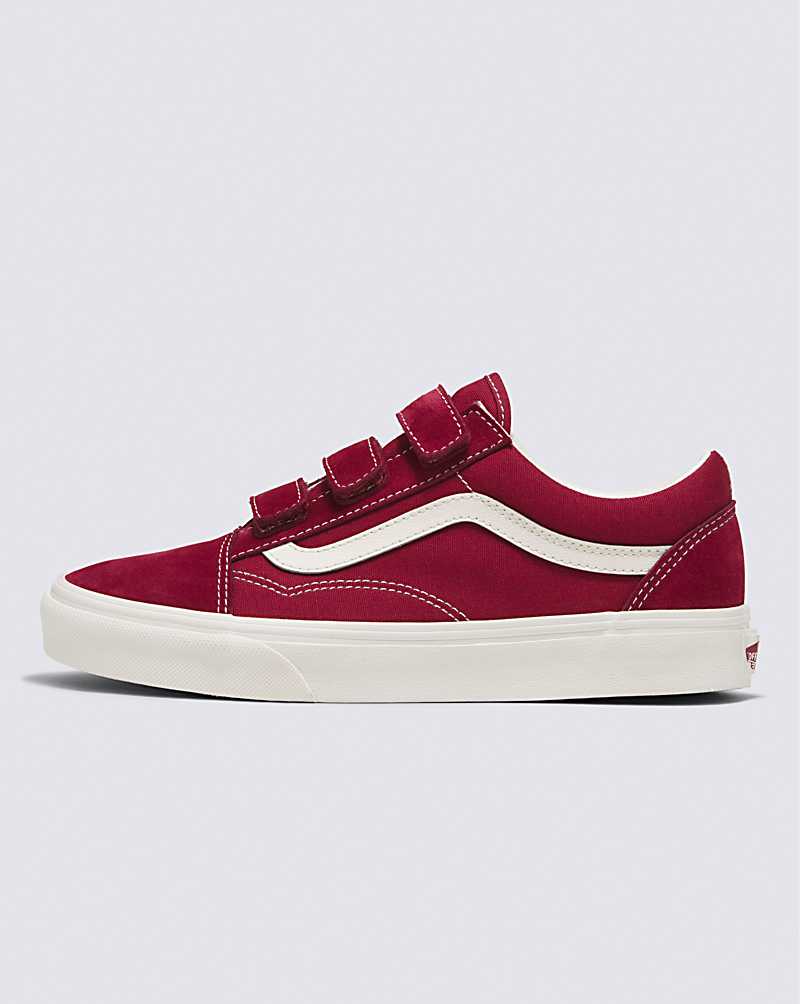 Vans Old Skool V Suede Canvas Shoe Women Sneakers Red / White | DY1-3129