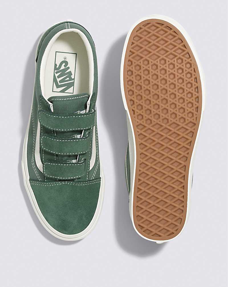 Vans Old Skool V Suede Canvas Shoe Women Sneakers Green / White | VN1-5614