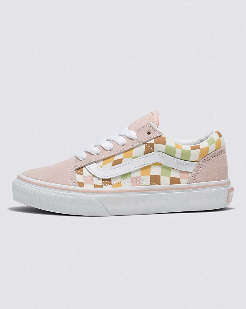 Vans Old Skool Wavy Check Shoe Kids\' Sneakers Multicolor / White | EG1-9214