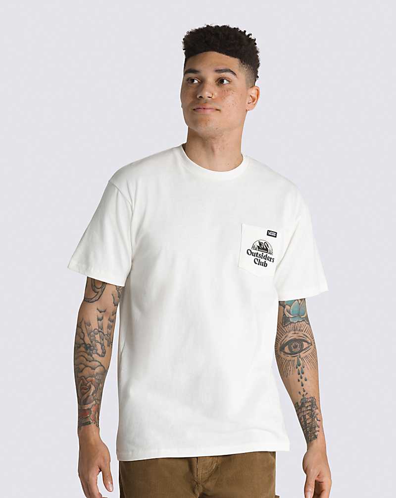 Vans Outsiders Club Pocket Men T Shirts White | PG1-9999