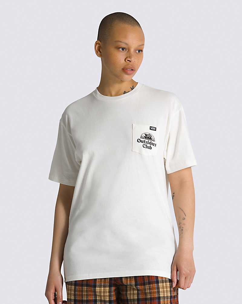 Vans Outsiders Club Pocket Men T Shirts White | PG1-9999