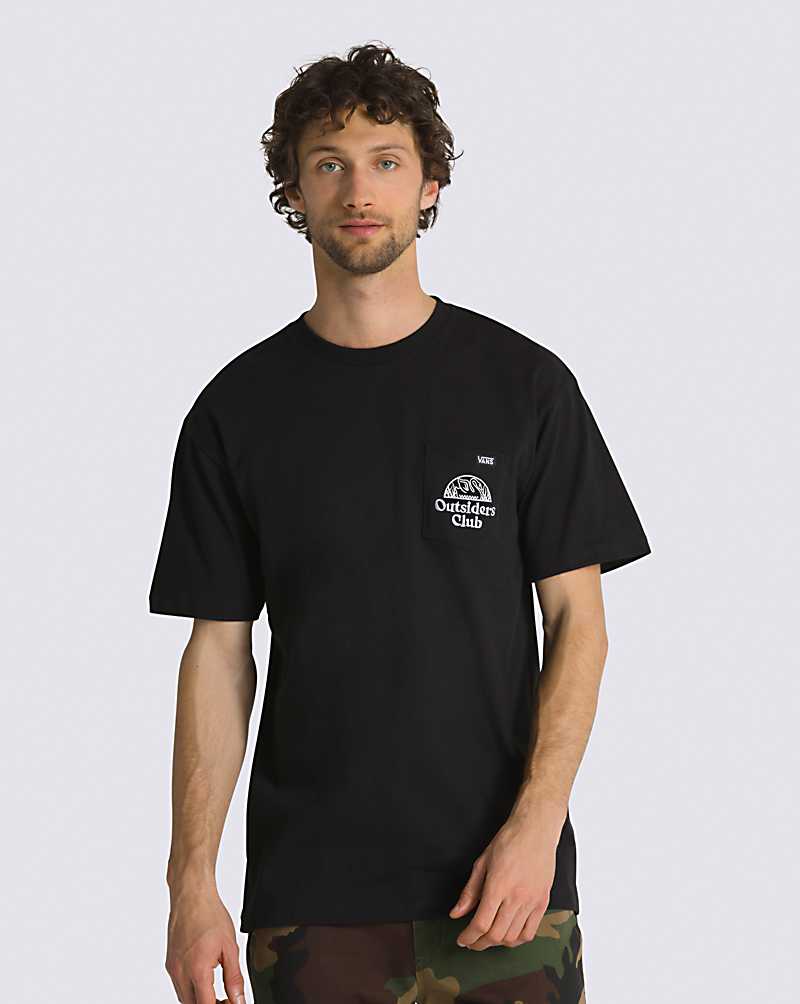 Vans Outsiders Club Pocket Men T Shirts Black | BO1-7871