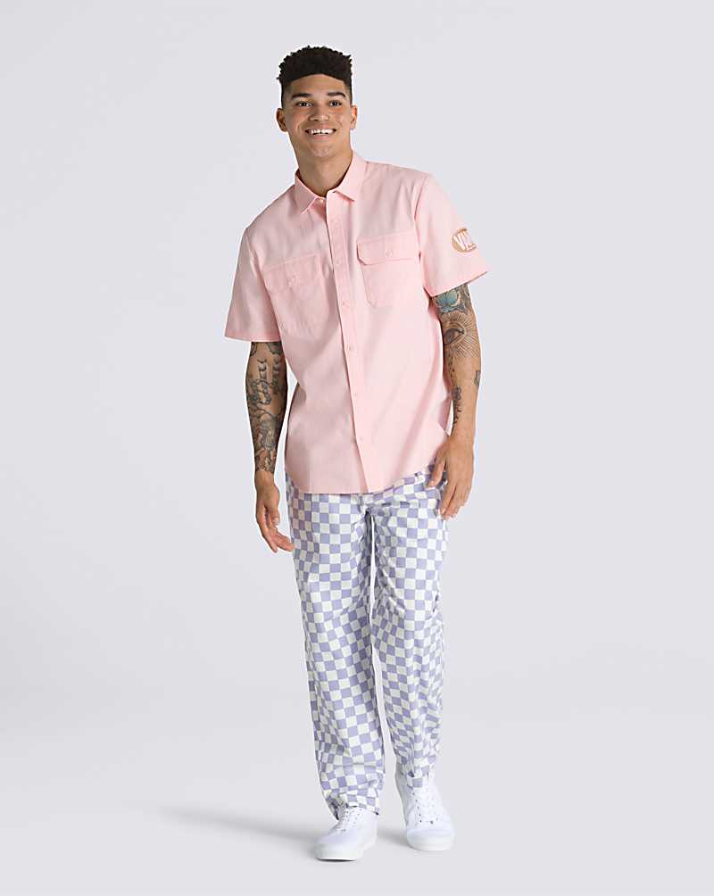 Vans Oval Logo Work Wear Buttondown Men Shirts Rose | KQ1-5293