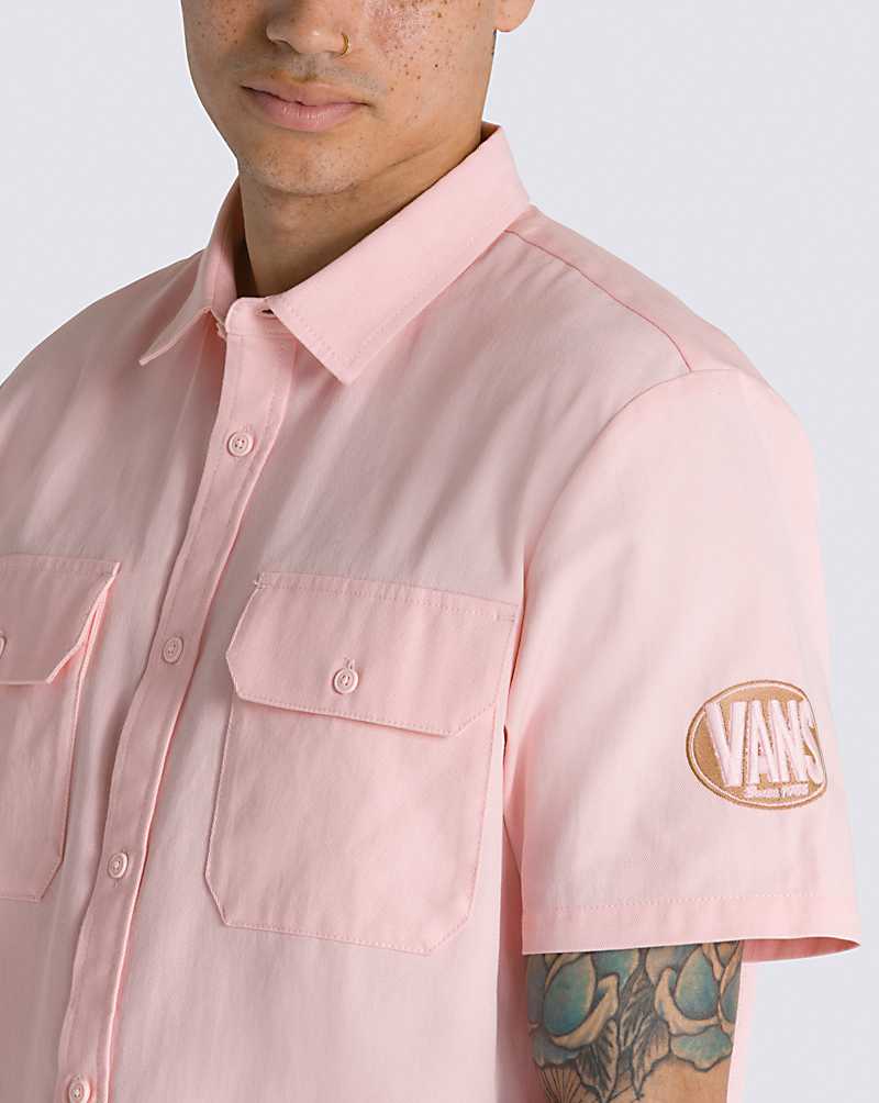 Vans Oval Logo Work Wear Buttondown Men Shirts Rose | KQ1-5293