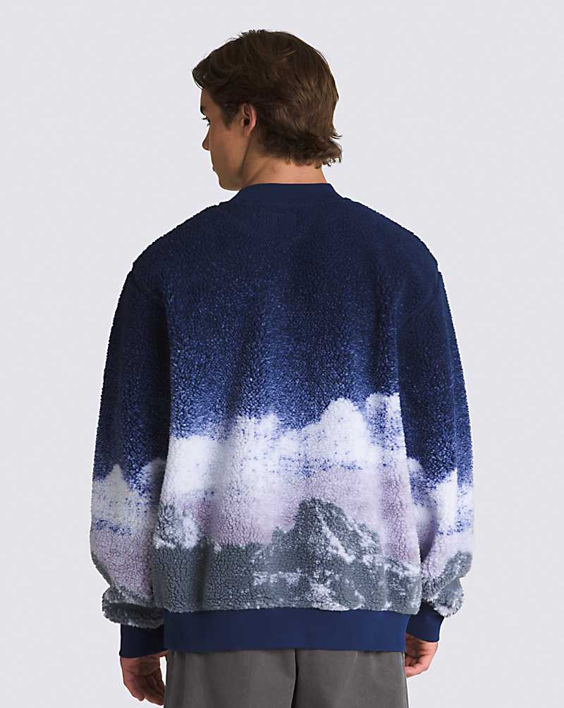 Vans Overlook Sherpa Crew Men Sweatshirts Blue | BZ1-1442