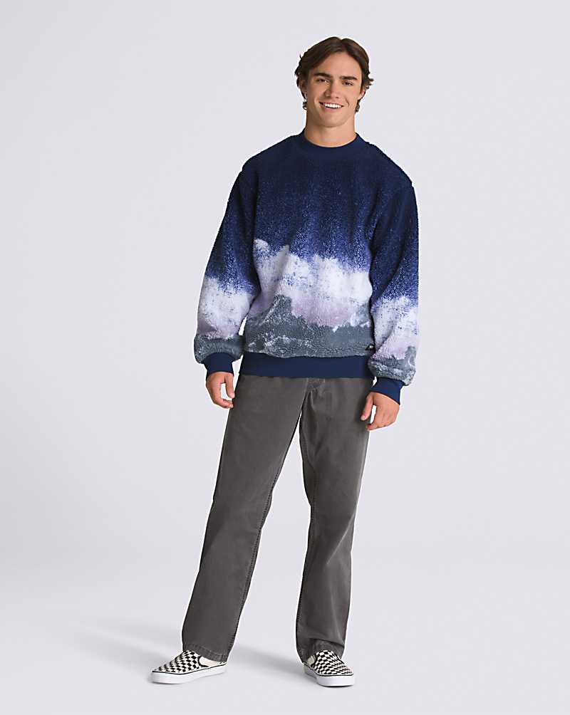 Vans Overlook Sherpa Crew Men Sweatshirts Blue | BZ1-1442