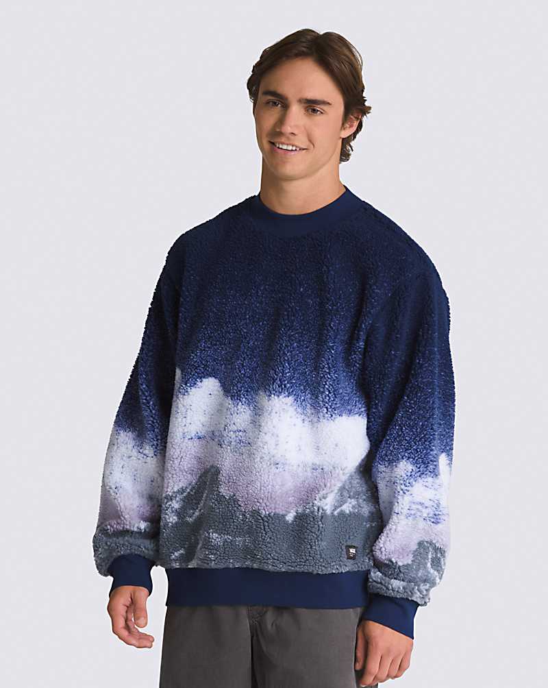 Vans Overlook Sherpa Crew Men Sweatshirts Blue | BZ1-1442