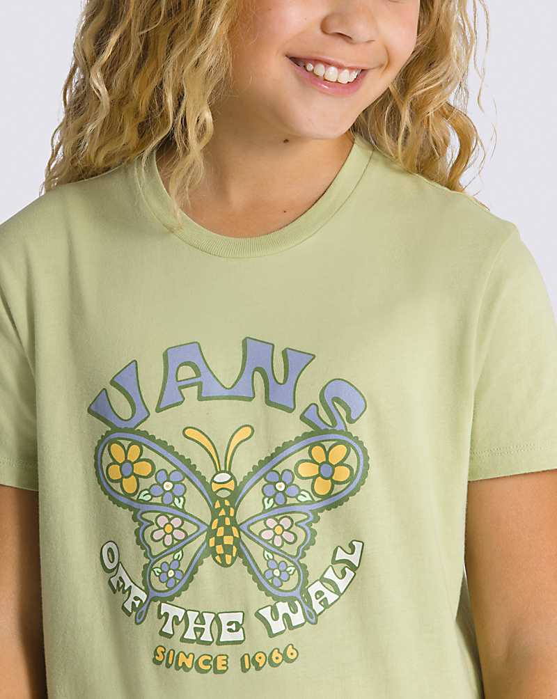 Vans Paisley Fly Crew Kids' T Shirts Light Green | SM1-7880