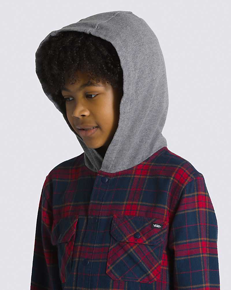 Vans Parkway Hooded Kids' Shirts Blue / Red | MC1-2897