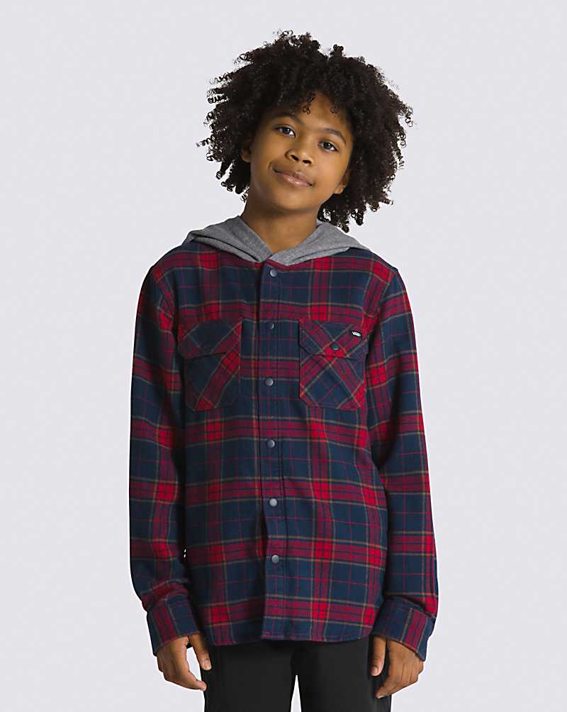 Vans Parkway Hooded Kids\' Shirts Blue / Red | MC1-2897