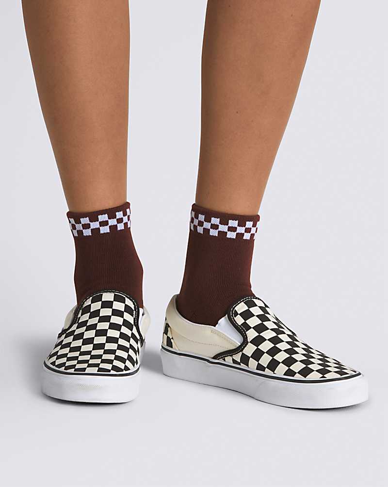 Vans Peek-A-Check Crew Women Socks Chocolate | GE1-5966