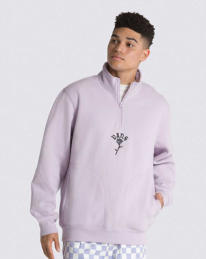 Vans Pocket Quarter Zip Men Sweatshirts Purple | CM1-0485